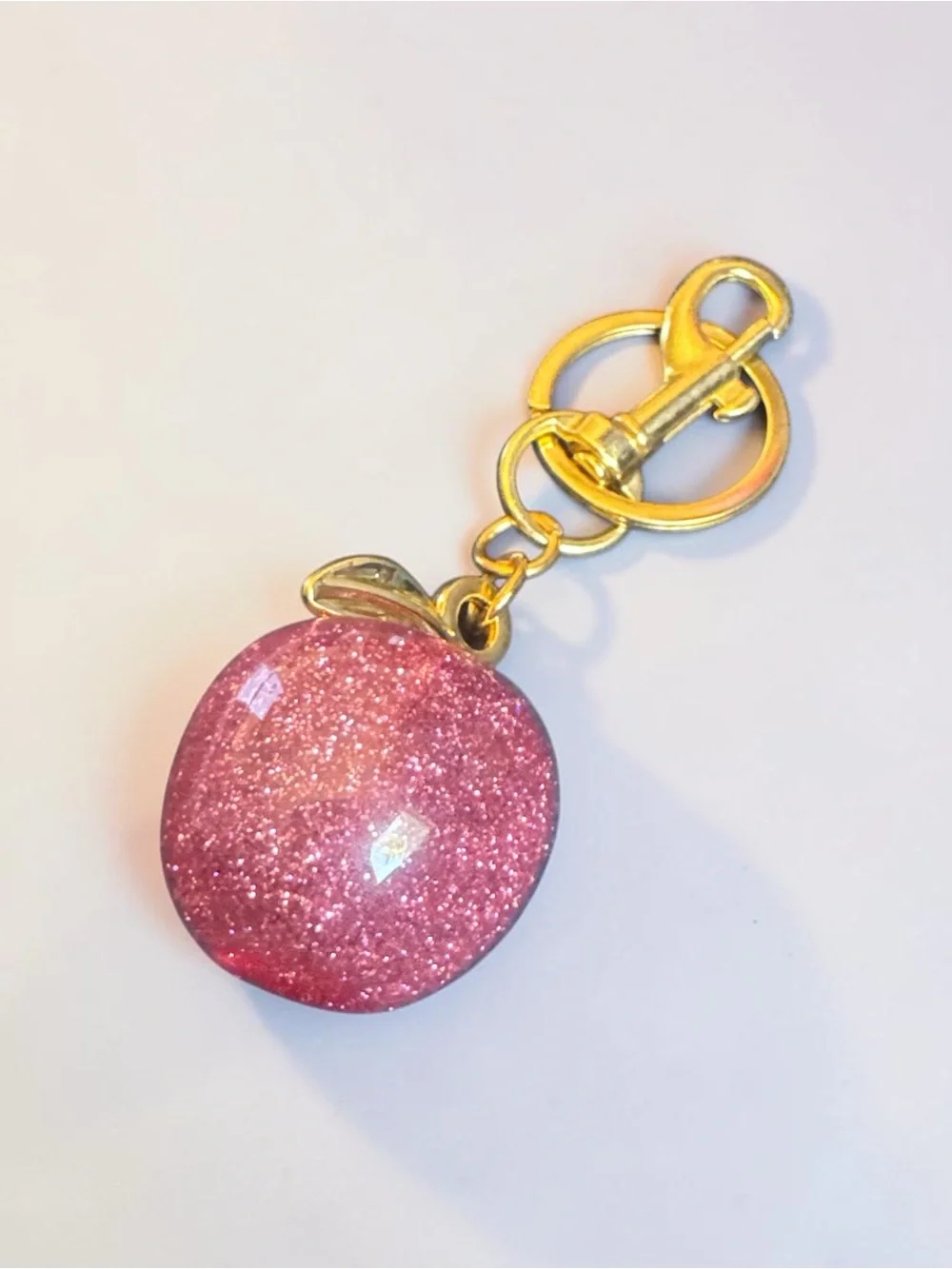 Glitter Apple Keychain Bag Charm - Pink - NWOT
